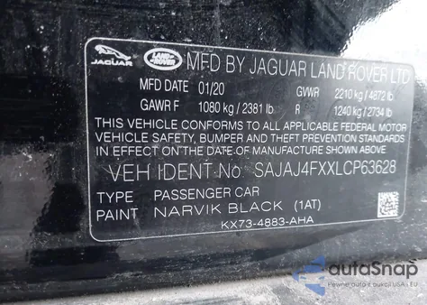 2020 Jaguar Xe S Awd Automatic from USA, damaged, VIN SAJAJ4FXXLCP63628